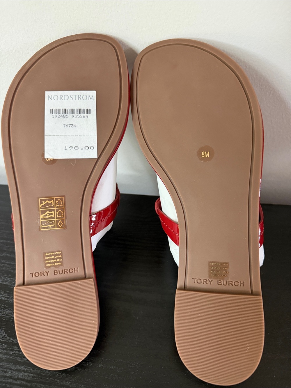 Tory Burch Burgundy Red Patent Leather Logo Thong Sandals - Picture 6 of 9